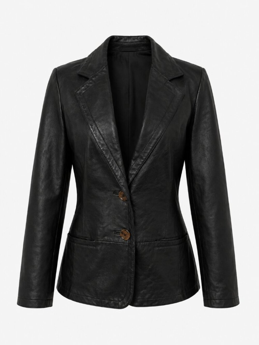 Bloomingdale's Vintage Black Genuine Leather Tailored Mob Wife Blazer Jacket 10